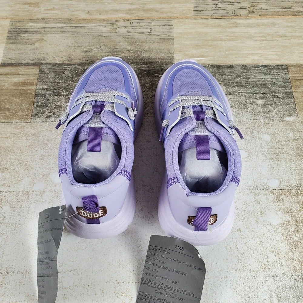 Hey Dude Sirocco Play Pastel Kids Shoes Sz 13 C13 Ombre Lilac Mesh Sneakers